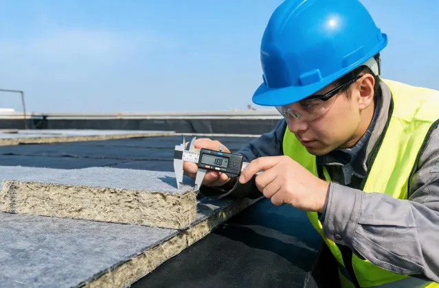 Thermal density measurement of insulation board thickness